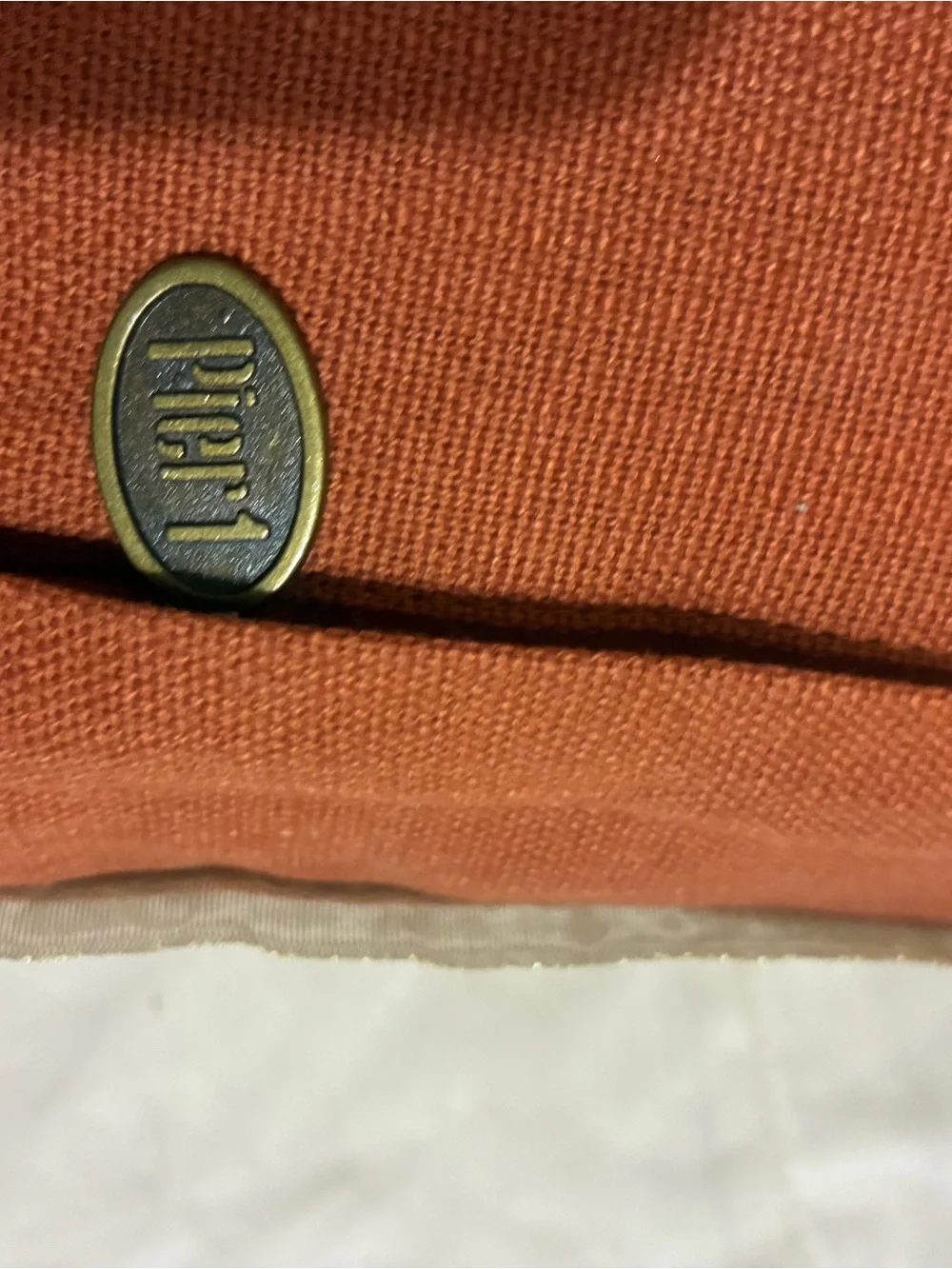 Pier 1 Beaded Orange Throw Pillow with Gold and Cream Accents
